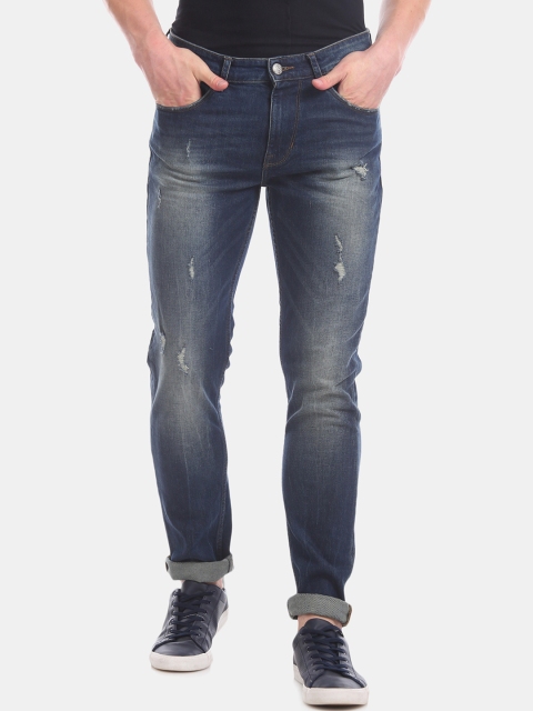 

U.S. Polo Assn. Denim Co. Men Blue Slim Fit Mid-Rise Low Distress Stretchable Jeans