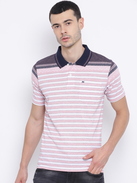 

Monte Carlo Men Pink Striped Polo Collar T-shirt