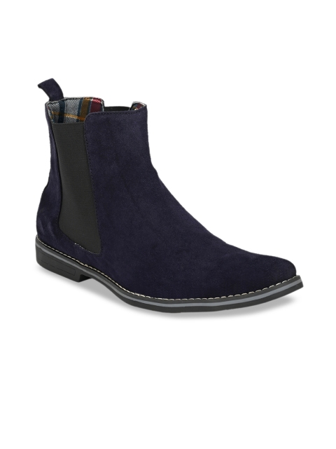 

Eego Italy Men Blue Solid Genuine Leather Mid-Top Chelsea Boots
