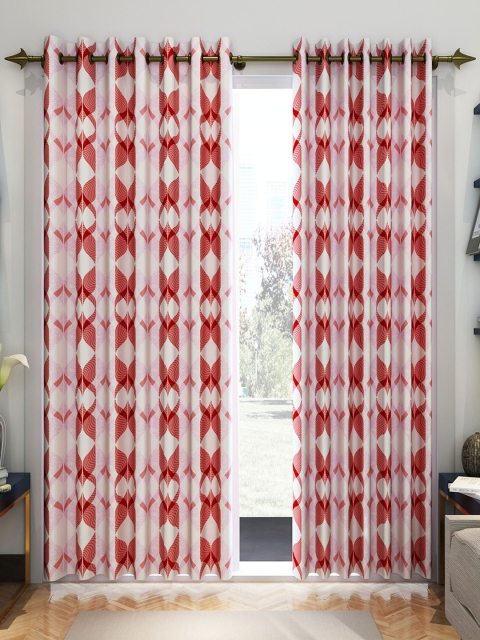 

Divine Casa Red & White Set of 2 Door Curtains