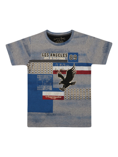 

Lil Tomatoes Boys Grey Melange Printed Round Neck T-shirt