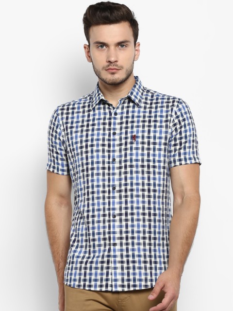

Red Tape Men Blue & White Regular Fit Checked Casual Shirt