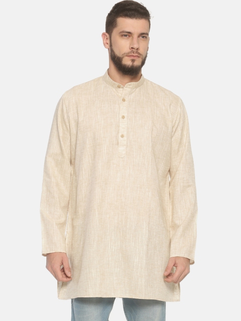 

TATTVA Men Beige Solid Straight Kurta