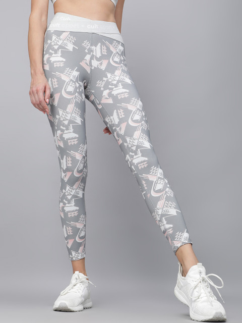 

Cultsport Women Grey & White Printed Ankle Length Leggings