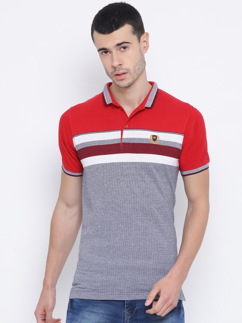 

Monte Carlo Men Navy Blue & Red Striped Polo Collar T-shirt