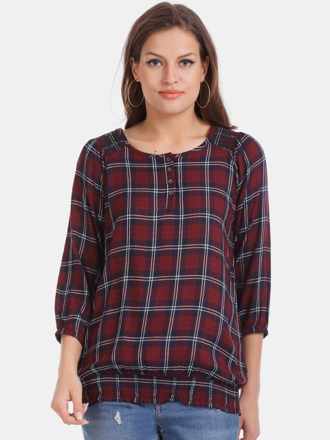 

Cherokee Women Red Checked Blouson Top