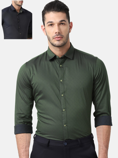 

Louis Philippe Sport Men Navy Blue & Green Slim Fit Reversible Checked Casual Shirt