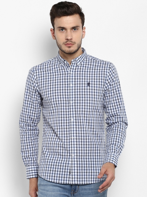 

Red Tape Men Blue & White Regular Fit Checked Casual Shirt