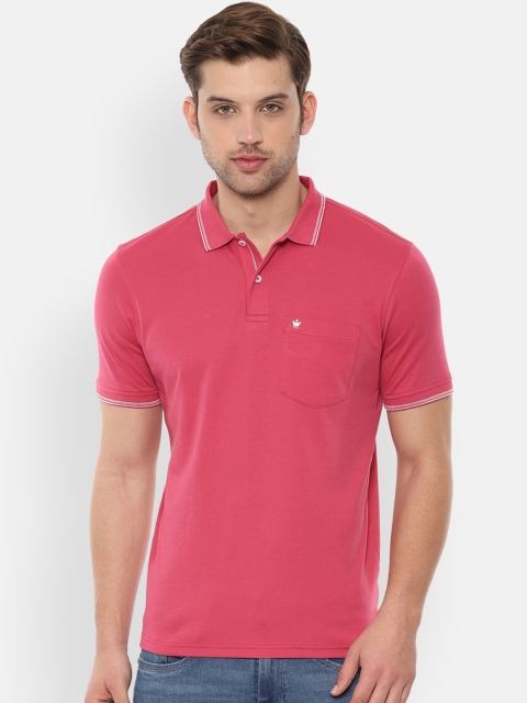 

Louis Philippe Men Pink Solid Polo Collar T-shirt
