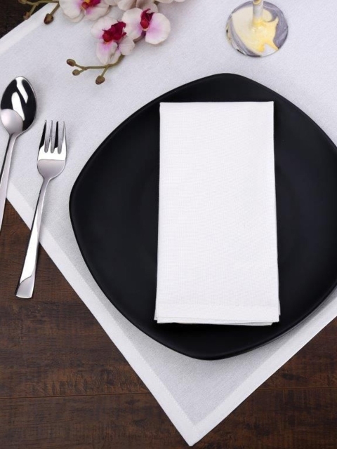 

Home Ecstasy Set Of 12 Off-White Solid Plain Table Napkin