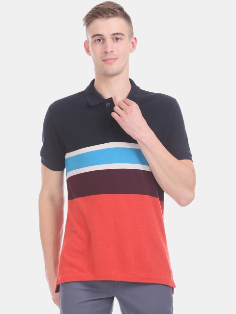 

U.S. Polo Assn. Men Blue & Red Striped Polo Collar T-shirt