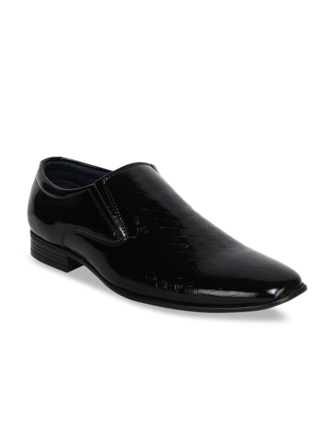 

Respiro Men Black Textured Formal Slip-on Shoes