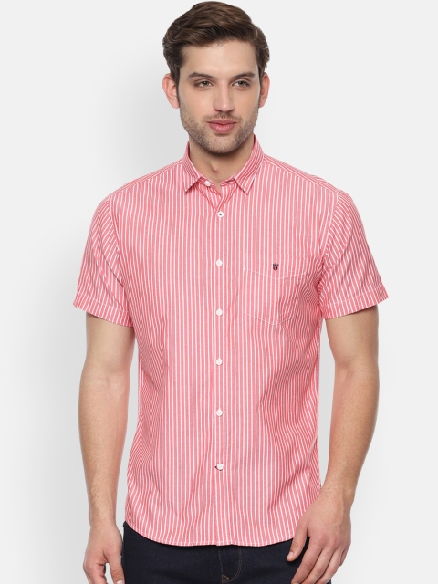 

Louis Philippe Sport Men Pink & White Slim Fit Striped Casual Shirt