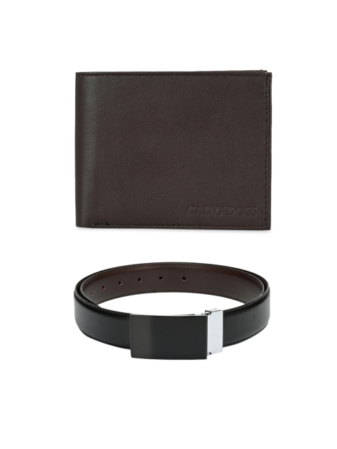 

Calvadoss Men Black & Brown Leather Accessory Gift Set