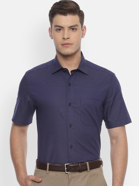 

Louis Philippe Men Navy Blue Regular Fit Printed Formal Shirt