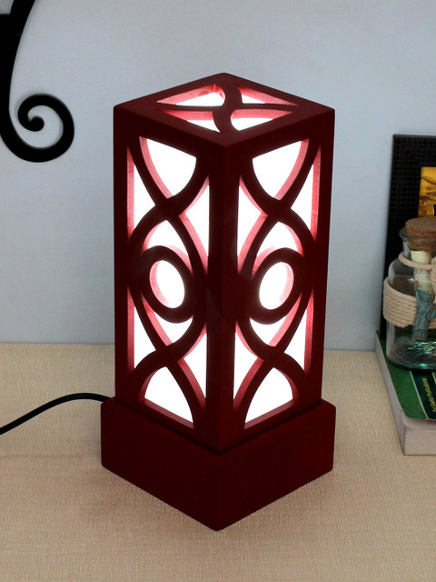 

Home Sparkle Red & White Solid Handcrafted LED Table Top Lamp