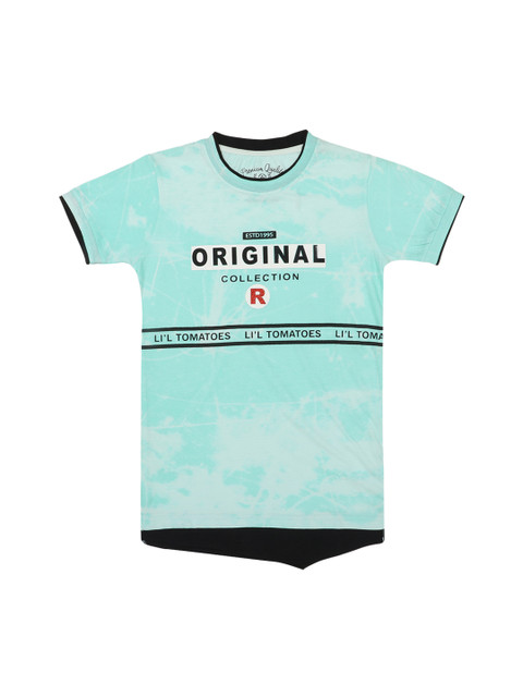 

Lil Tomatoes Boys Sea Green Printed Round Neck T-shirt