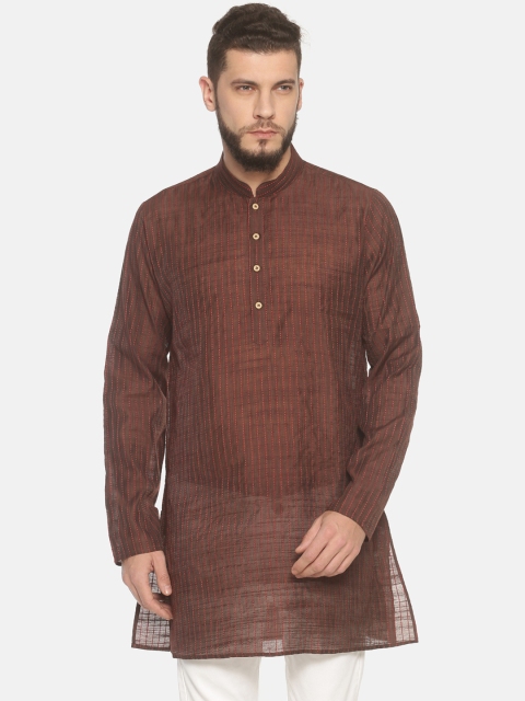 

TATTVA Men Brown Embroidered Straight Kurta