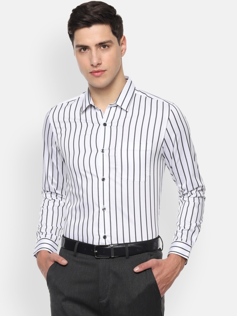 

Louis Philippe Men White Slim Fit Striped Formal Shirt