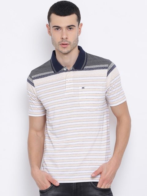 

Monte Carlo Men Blue Striped Polo Collar T-shirt
