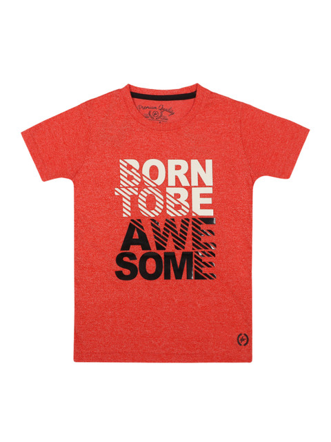 

Lil Tomatoes Boys Orange Printed Round Neck T-shirt