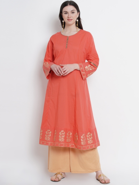 

Love More Women Pink Printed A-Line Kurta