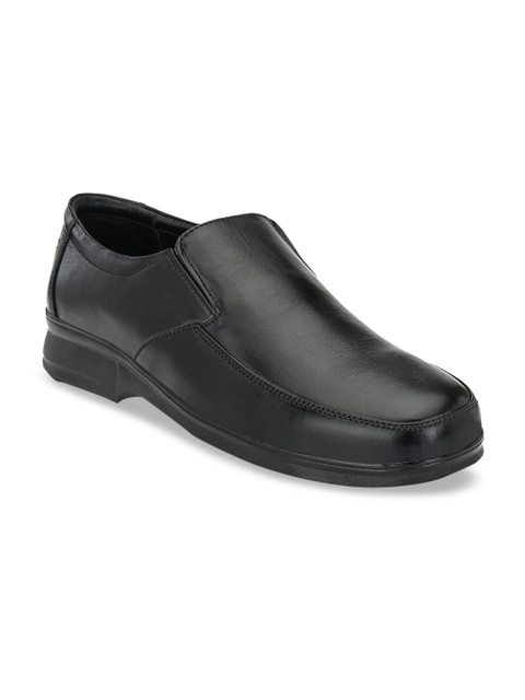 

Eego Italy Men Black Solid Genuine Leather Formal Slip-Ons