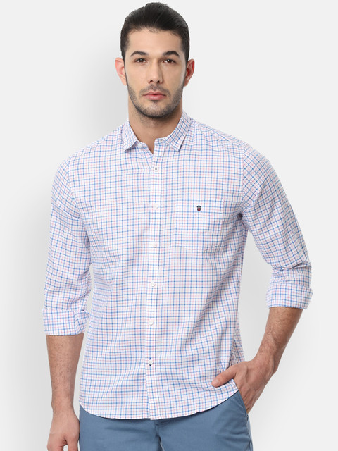 

Louis Philippe Sport Men White & Blue Slim Fit Checked Casual Shirt