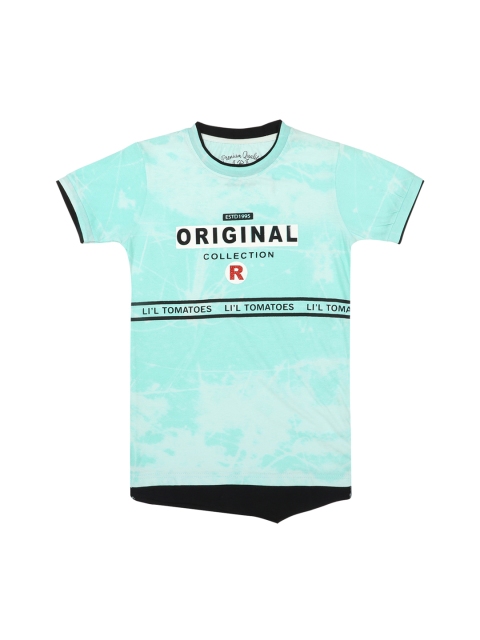 

Lil Tomatoes Boys Sea Green Printed Round Neck T-shirt