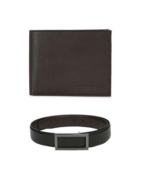

Calvadoss Men Black & Brown Premium Belt & Wallet Gift Set