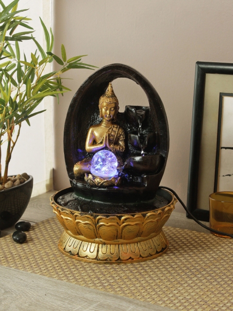 House Of Accessories Black & Gold-Toned Water Fountain With Light