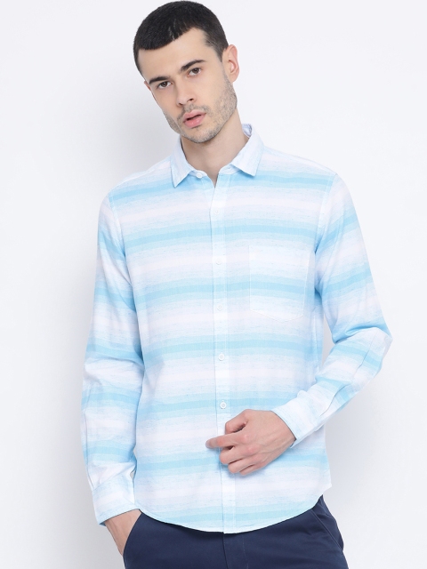 

Monte Carlo Men Blue & White Regular Fit Striped Casual Shirt