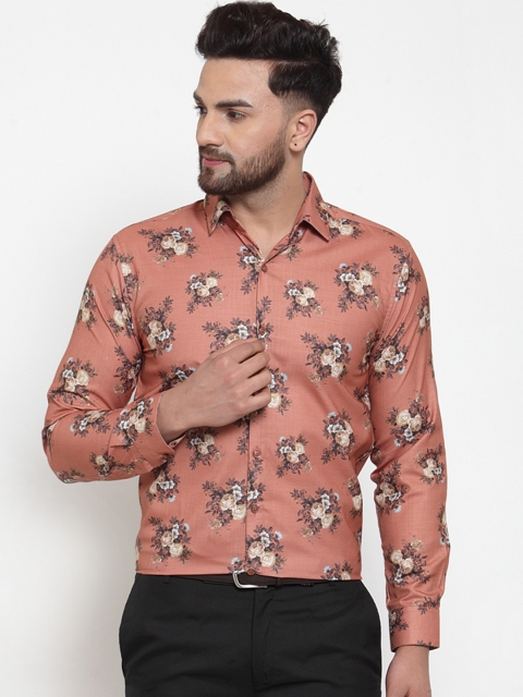 

JAINISH Men Rust & Brown Regular Fit Printed Semiformal Shirt