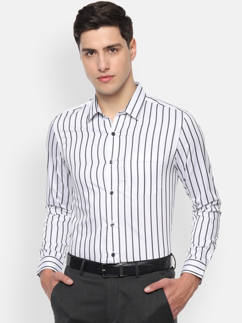 

Louis Philippe Men White & Black Slim Fit Striped Formal Shirt