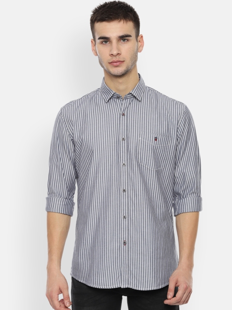 

Louis Philippe Sport Men Grey & White Slim Fit Striped Casual Shirt