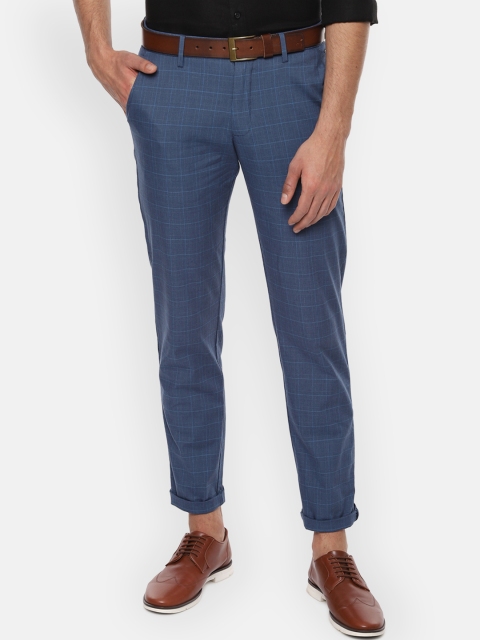 

Louis Philippe Sport Men Blue Slim Fit Checked Formal Trousers