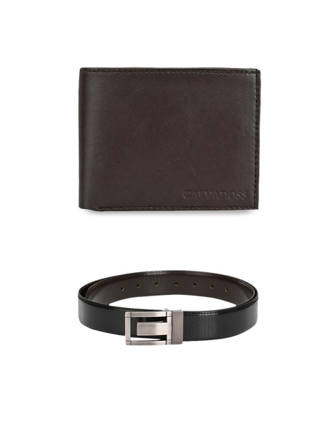 

Calvadoss Men Black & Brown Premium Belt & Wallet Gift Set