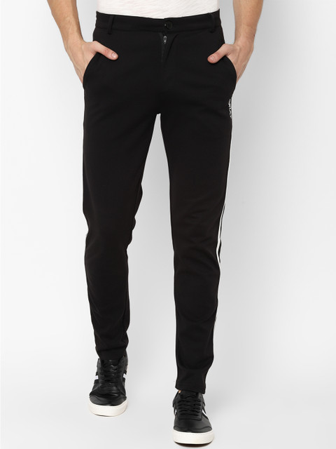 

SKULT by Shahid Kapoor Men Black Straight Fit Striped Regular Trousers