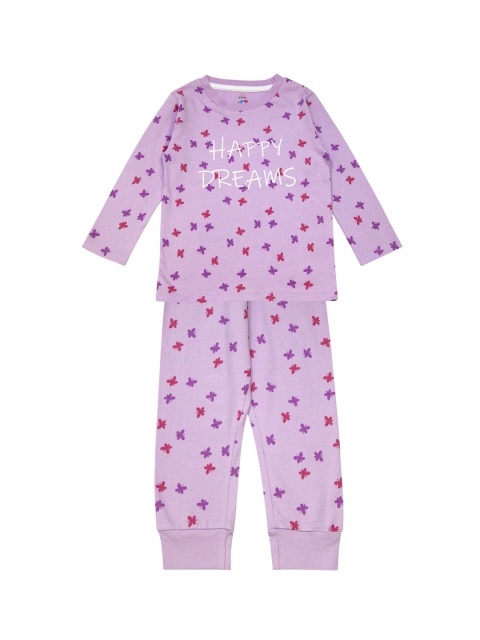 

ventra Girls Mauve Printed Night suit