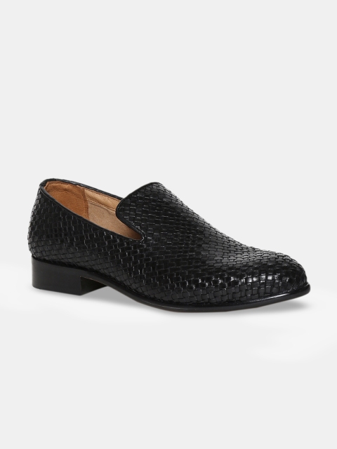 

Arrow Men Black Basket weave Woven Design Leather Formal Slip-Ons