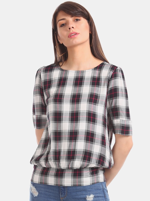 

Cherokee Women Black Checked Blouson Top