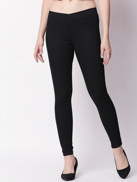 

High Star Women Plus Size Black Solid Slim Fit Stretchable Jeggings