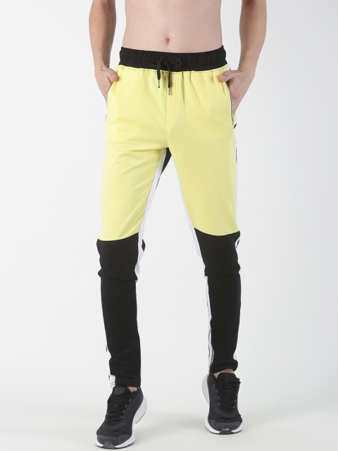 

Blue Saint Men Yellow & Black Colourblocked Straight-Fit Joggers