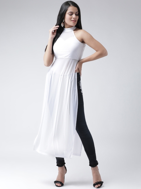 

Texco Women White Solid Knitted Maxi Top