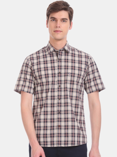 

Arrow Sport Men Beige & Blue Regular Fit Checked Casual Shirt