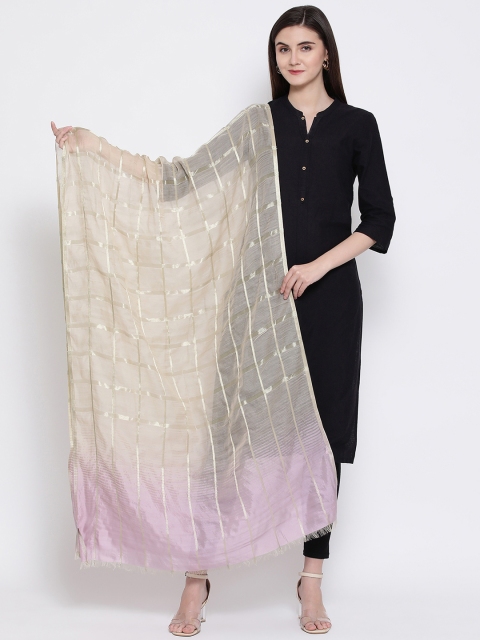 

SHINGORA Beige & Purple Checked Antimicrobial Sustainable Dupatta
