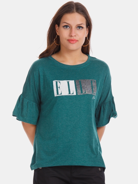 

ELLE Women Green Printed Top