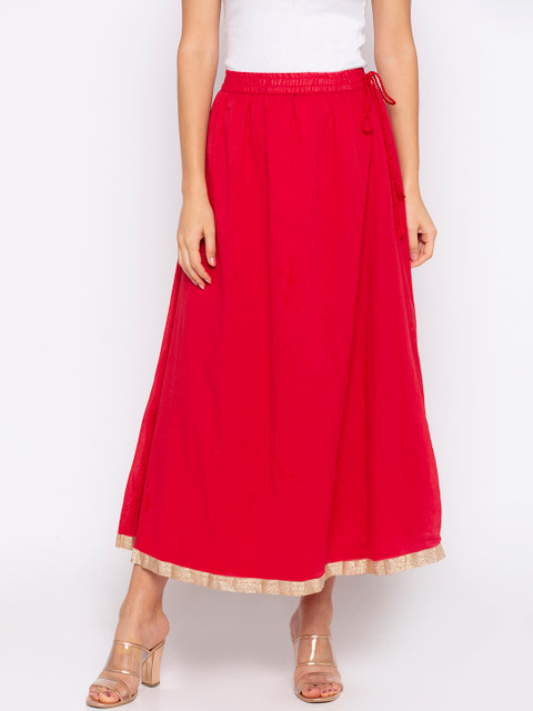 

Globus Women Red Solid Flared Maxi Skirt