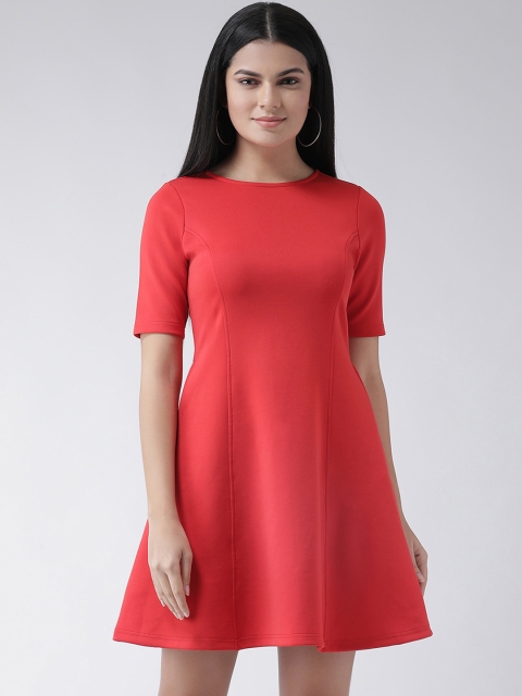 

Texco Women Red Solid Knitted Fit and Flare Dress