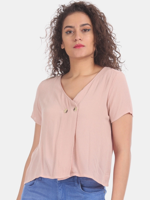 

Sugr Women Pink Solid Wrap Top